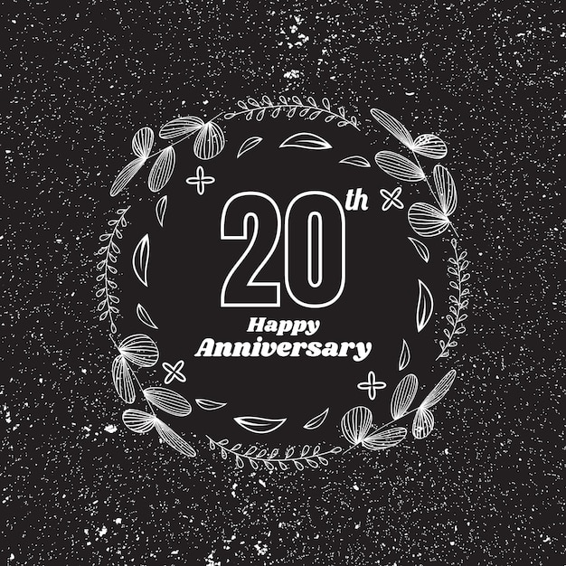 Happy 20th Anniversary greeting background. Outline style design