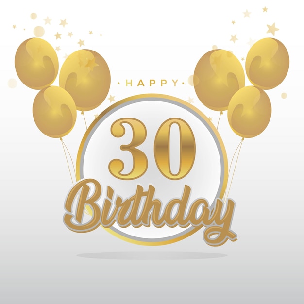 Happy 30th birthday balloons greeting card background. balloons greeting card background vector.