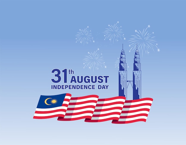 Happy 31st August Malaysia Independence Day Vector Illustration