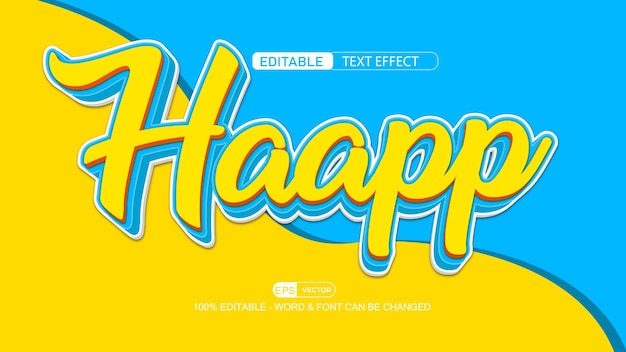 Happy 3d editable text effect vector EPS with cute background