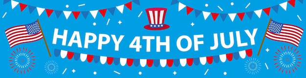 Happy 4th july banner poster. American Independence Day template for your design. Vector illustration.