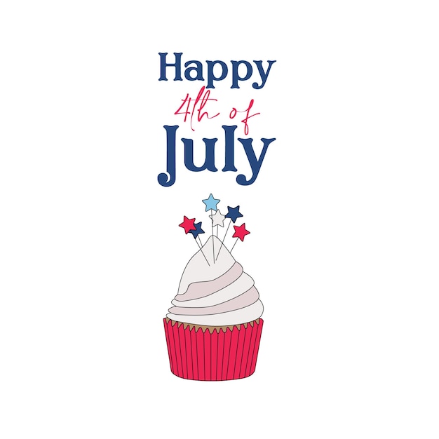 Happy 4th of July cupcake greeting card