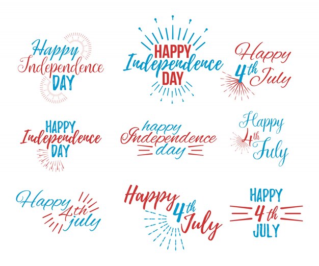 Vector happy 4th july and independence day lettering