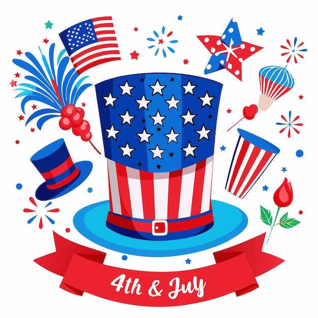 Happy 4th of July Independence Day USA blue color hat vector