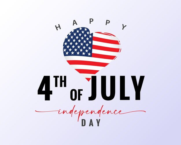 Happy 4th of July Independence Day with flag USA in heart Fourth of July American greeting card