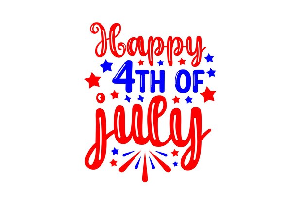 Vector happy 4th of july lettering on a white background.