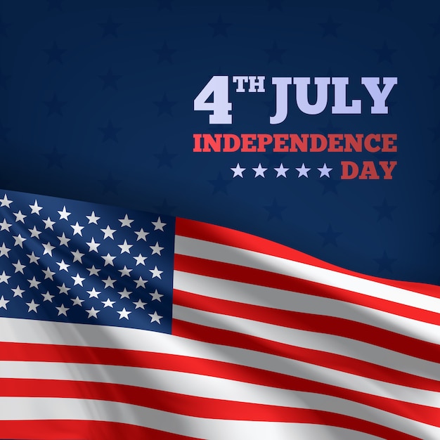 Happy 4th of July USA Independence Day, 3D advertising textile vector flags