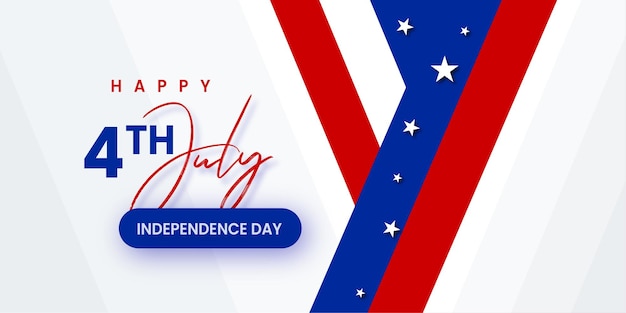 Happy 4th of July USA Independence Day Red Blue White Poster Banner Free Vector