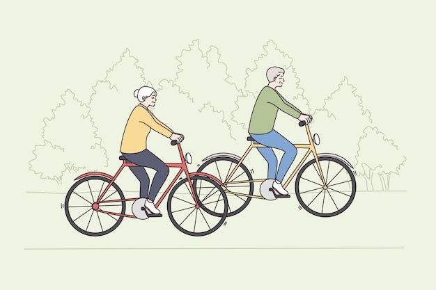 Happy active lifestyle of old people concept