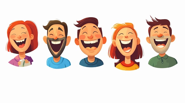 Vector happy adult people laughing and talking together flat vector illustration