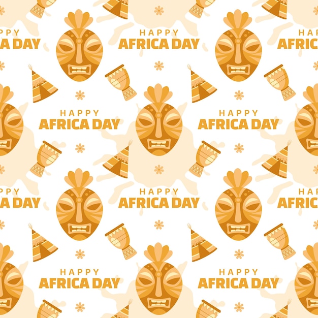 Happy Africa Day Seamless Pattern Illustration with Culture African Tribal Figures Decoration