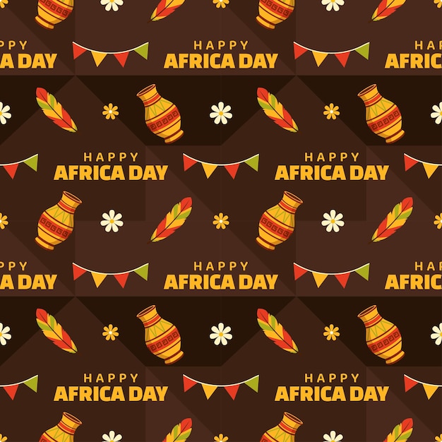 Happy Africa Day Seamless Pattern Illustration with Culture African Tribal Figures Decoration