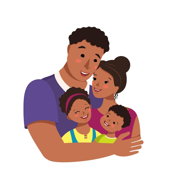 happy african american family together international family day avatar dad hugs mom and children