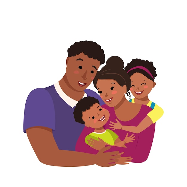 Happy African American family together.