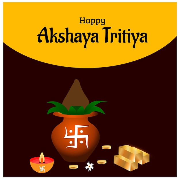 Happy Akshaya Tritiya Indian Hindu Festival Celebration Vector Illustration