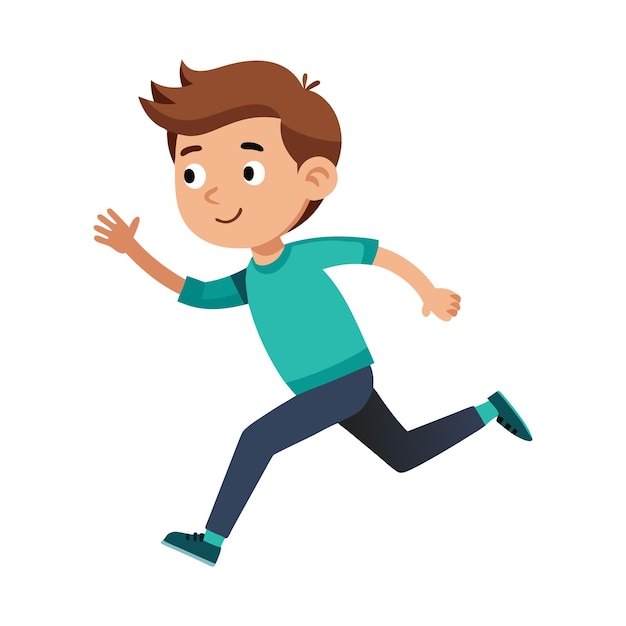 Vector happy animated boy running with smile on face