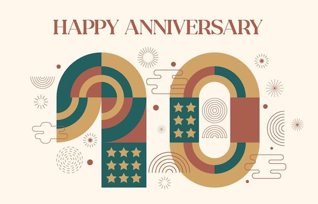 happy anniversary with geometric numbers in flat color concept