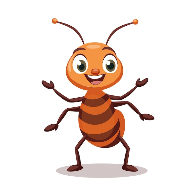 Happy ant mascot Smiling baby insect character Design for greeting cards invitations print