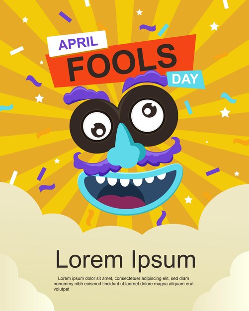 Happy April Fools Day Poster Template Vector Illustration