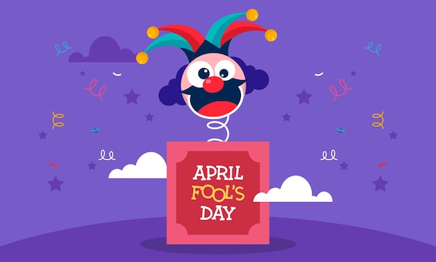 Happy April Fools Day Vector Concept with Clown Funny Hat and Surprise Icons