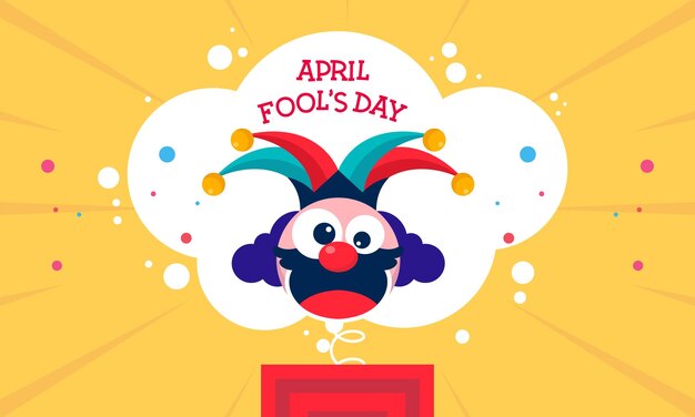 Happy April Fools Day Vector Concept with Clown Funny Hat and Surprise Icons