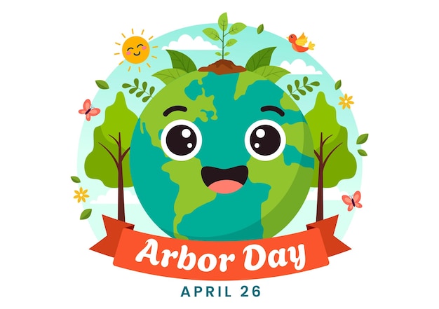 Happy Arbor Day Vector Illustration with Planting a Tree and Nature Environment