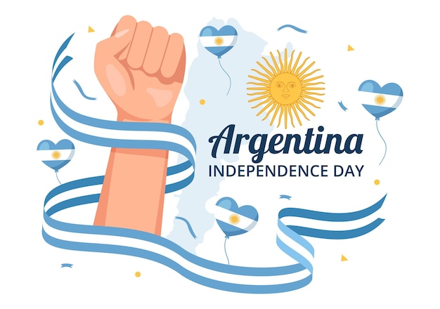 Happy Argentina Independence Day on 9Th of july Vector Illustration with Waving Flag in Templates