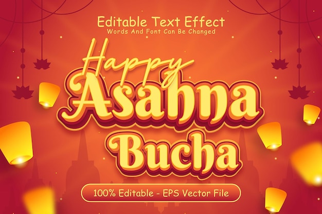 Happy Asahna Bucha Editable Text Effect 3 Dimension Emboss Modern Style