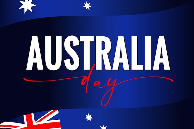 Happy Australia Day greeting card. Australian holiday banner with flag and creative text.