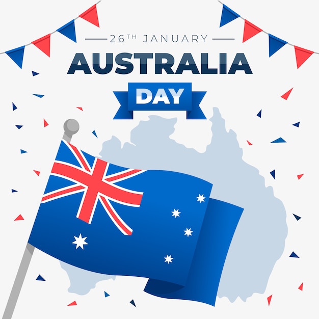 Happy australia day lettering with flag