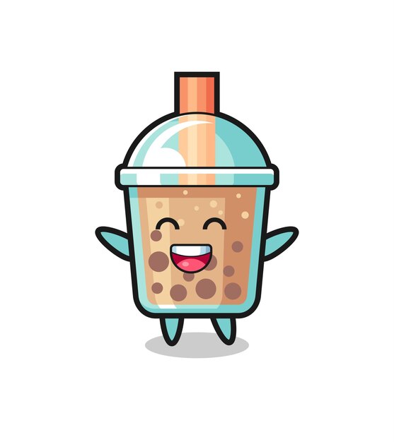 Vector happy baby bubble tea cartoon character  cute style design for t shirt sticker logo element