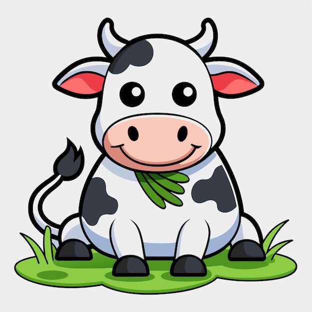 Happy baby funny cow smiling hand drawn mascot cartoon character sticker icon concept isolated