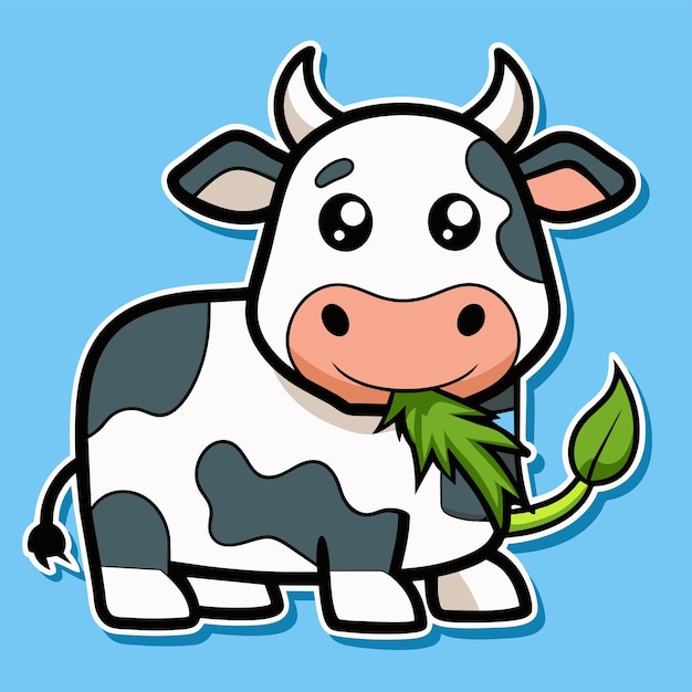 Happy baby funny cow smiling hand drawn mascot cartoon character sticker icon concept isolated