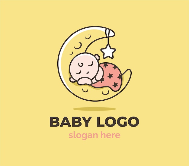 Happy baby shop with moon and star logo template