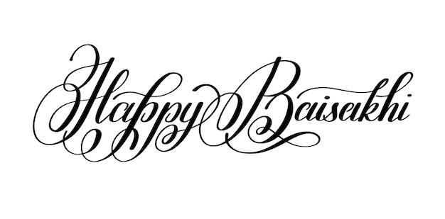 Happy baisakhi hand written lettering inscription to indian holiday festive greetings card