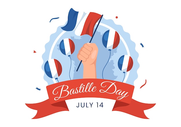 Happy Bastille Day on 14 july Vector Illustration with French Flag and Eiffel Tower in Templates