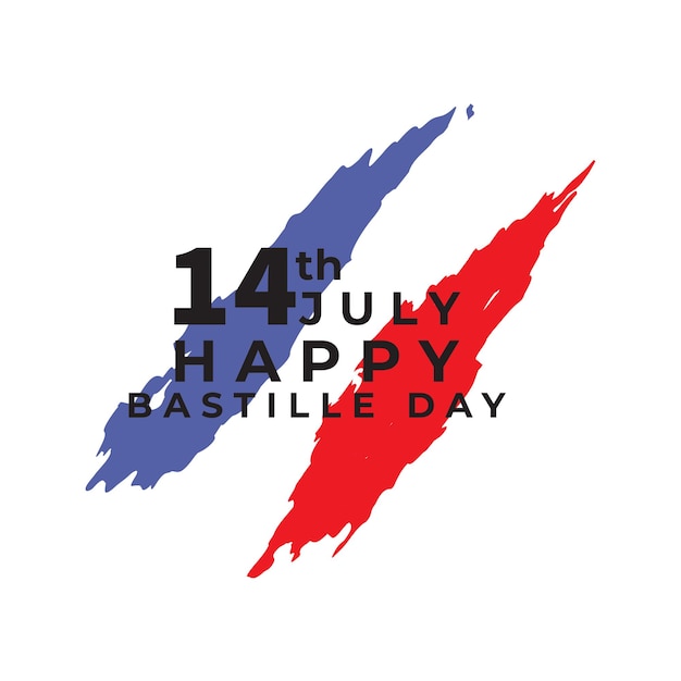 Happy bastille day july 14 france with french flag background with brush logo vector design illustration