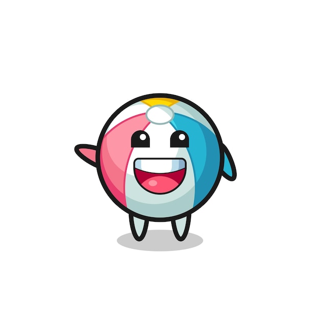 Happy beach ball cute mascot character