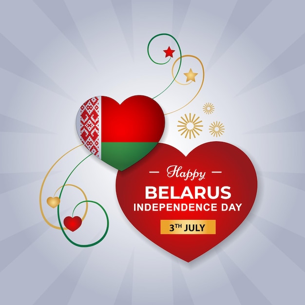 A happy belarus independence day poster with a heart and flag on it