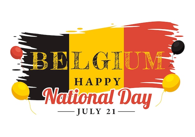 Happy Belgium Independence Day on July 21 Vector Illustration with Waving Flag Background Templates