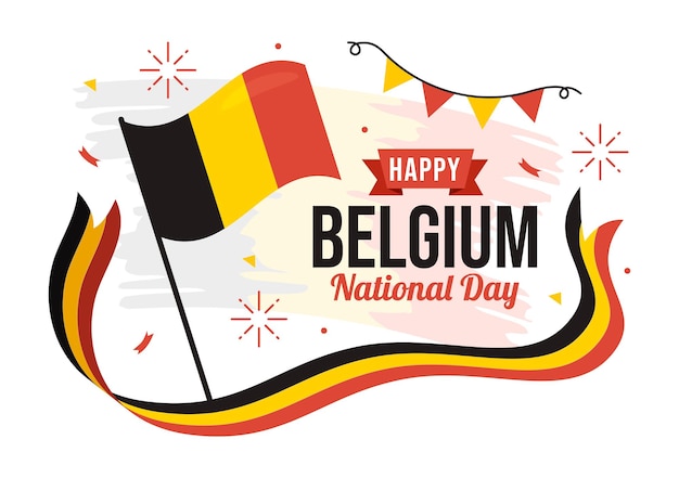 Happy Belgium Independence Day on July 21 Vector Illustration with Waving Flag Background Templates