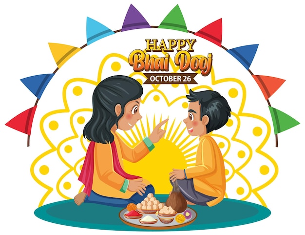 Happy Bhai Dooj Day Text Banner Design