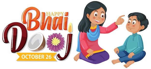 Happy Bhai Dooj Day Text Banner Design