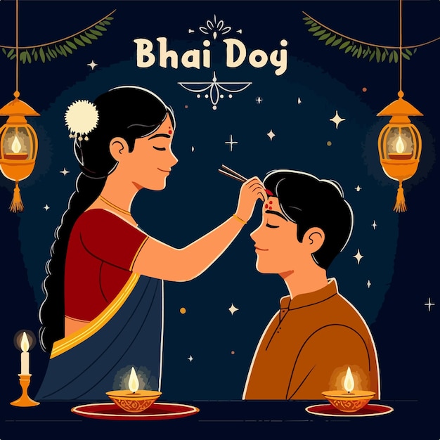 Vector happy bhai dooj indian festival celebration background concept