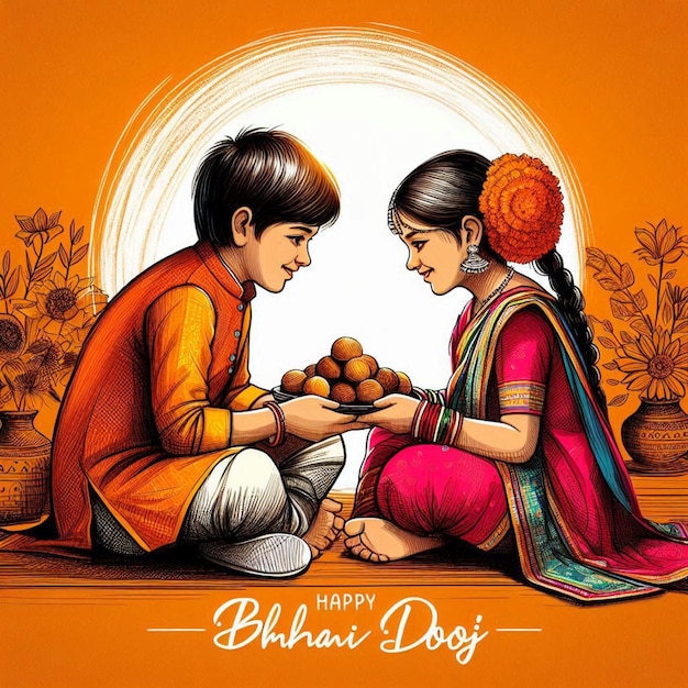 Vector happy bhai dooj indian festival celebration