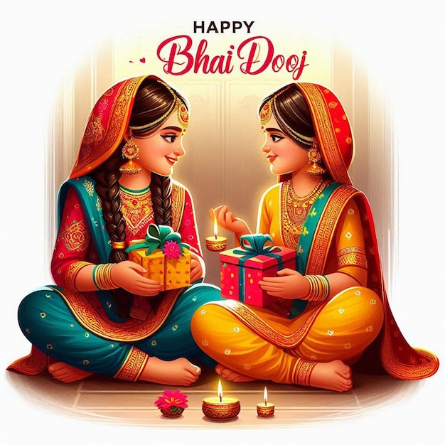 Vector happy bhai dooj indian festival celebration