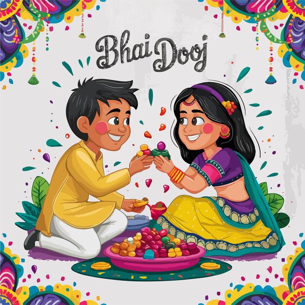 Vector happy bhai dooj special illustration poster banner concept