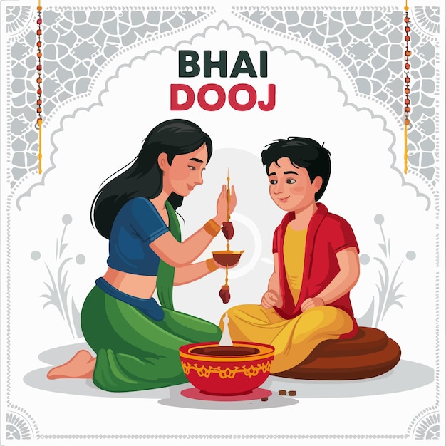 Happy bhai dooj special illustration poster banner concept