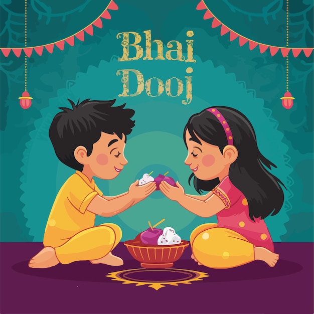 Vector happy bhai dooj special illustration poster banner concept