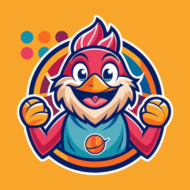 Happy Bird Mascot with Circle Logo